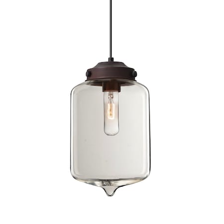 Besa Lighting Olin Cord Pendant, Clear, Bronze Finish, 1x60W Incandescent 1JT-OLINCL-BR